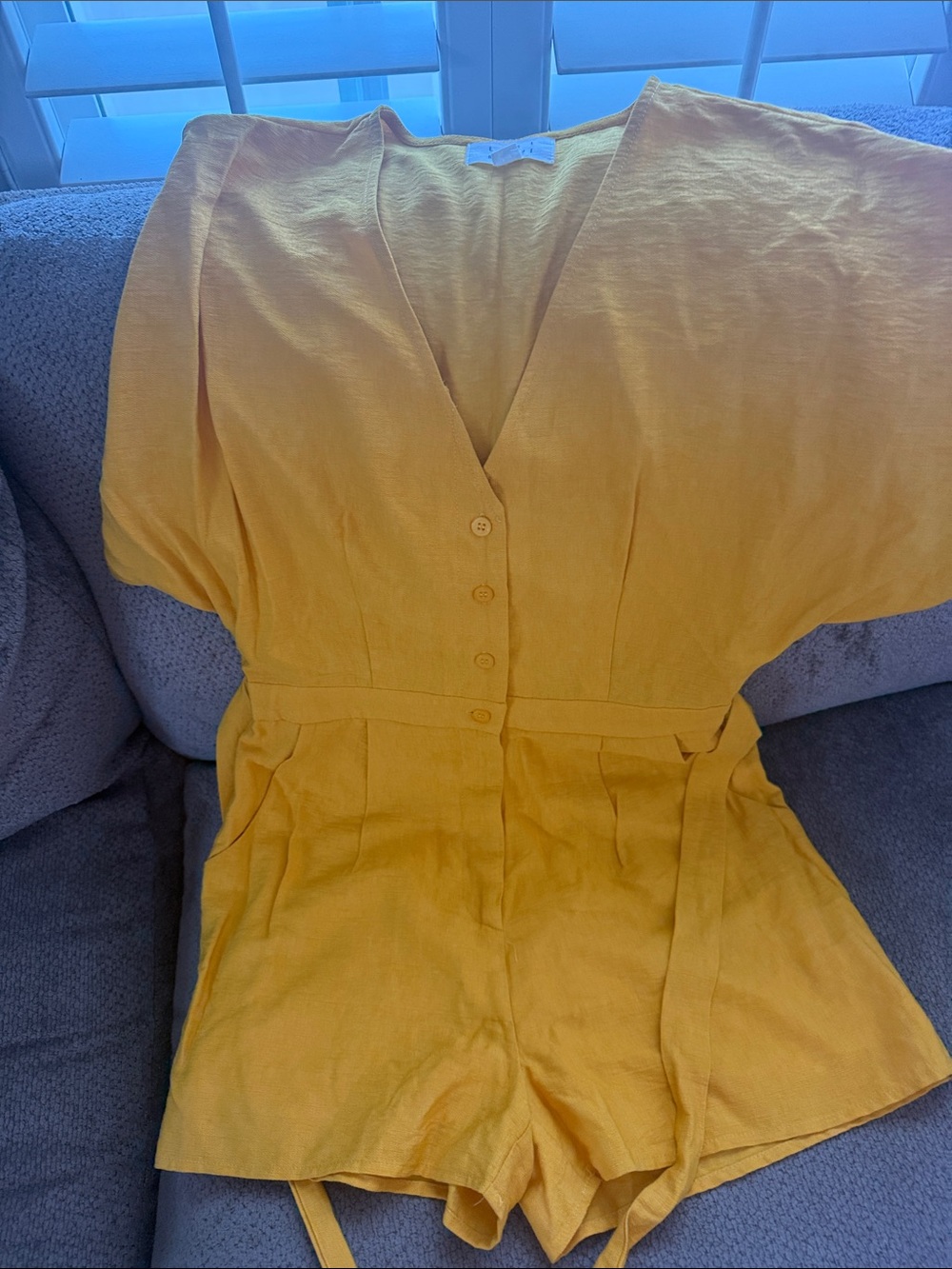 Lost + Wander Golden Yellow V-Neck Romper